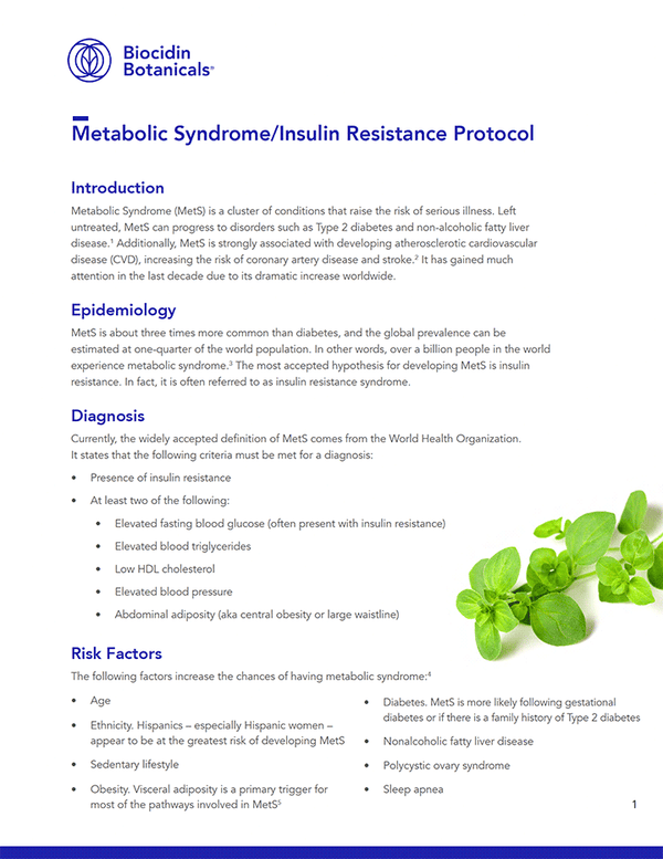 Metabolic Syndrome/Insulin Resistance Protocol