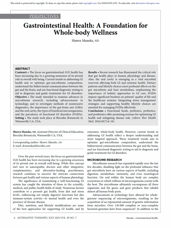 Gastrointestinal Health: A Foundation for Whole-body Wellness